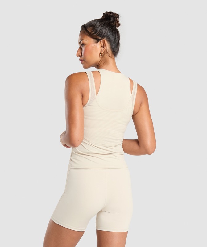 Gymshark Elevate Tattoo Graphic Tank With Shelf Linne Dam Grädde Beige | 059IRVFTU