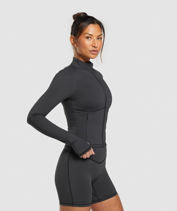 Gymshark Elevate Tracktop Top Dam Svarta | 563EZOKXV
