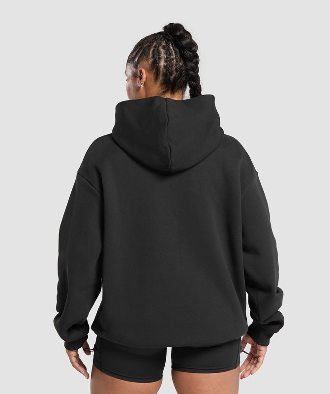 Gymshark Embroidered Logo Oversized Hoodie Hoodie Dam Svarta | 491ZWRYHK