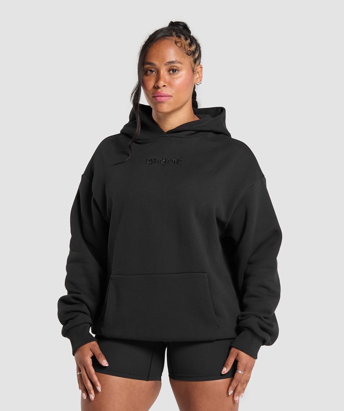 Gymshark Embroidered Logo Oversized Hoodie Hoodie Dam Svarta | 491ZWRYHK