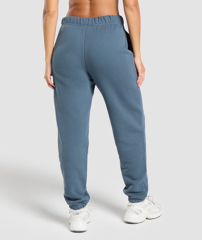 Gymshark Embroidered Logo Oversized Joggers Joggingbyxor Dam Blå | 524SQTYAC
