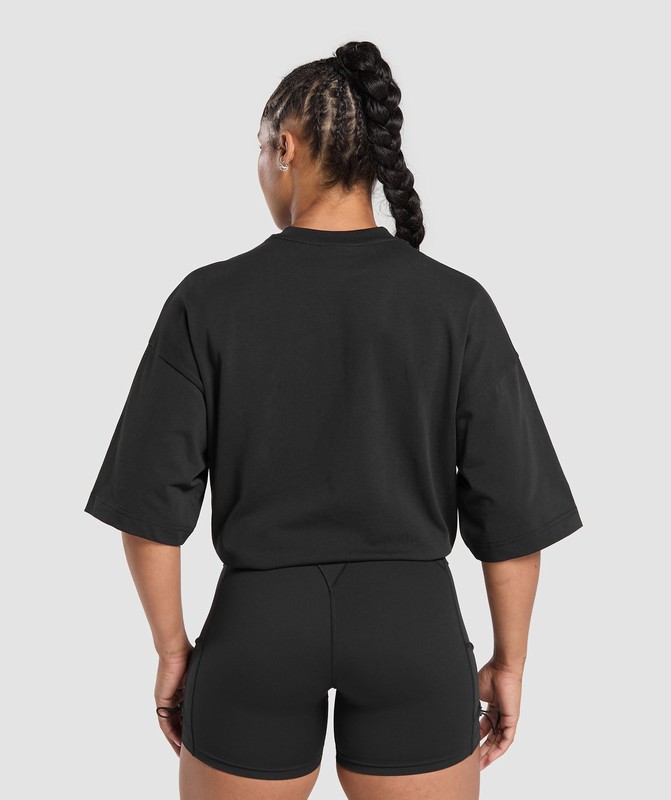 Gymshark Embroidered Logo Oversized T-Shirt T-Shirt Dam Svarta | 875XEUSPN