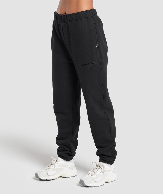 Gymshark Embroidered Oversized Jogger Joggingbyxor Dam Svarta | 908QVJZGA