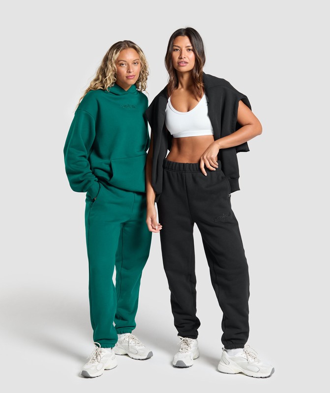 Gymshark Embroidered Oversized Jogger Joggingbyxor Dam Svarta | 908QVJZGA