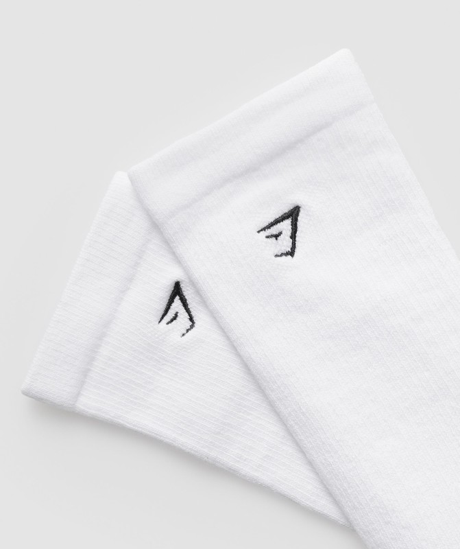 Gymshark Embroidered Terry Single Socks Strumpor Herr Vita | 781UIMSCT