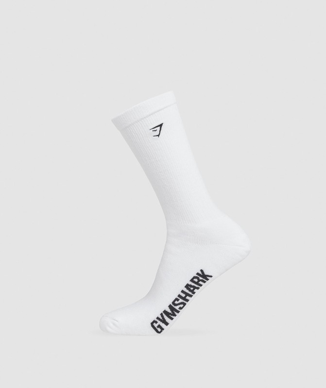 Gymshark Embroidered Terry Single Socks Strumpor Herr Vita | 781UIMSCT