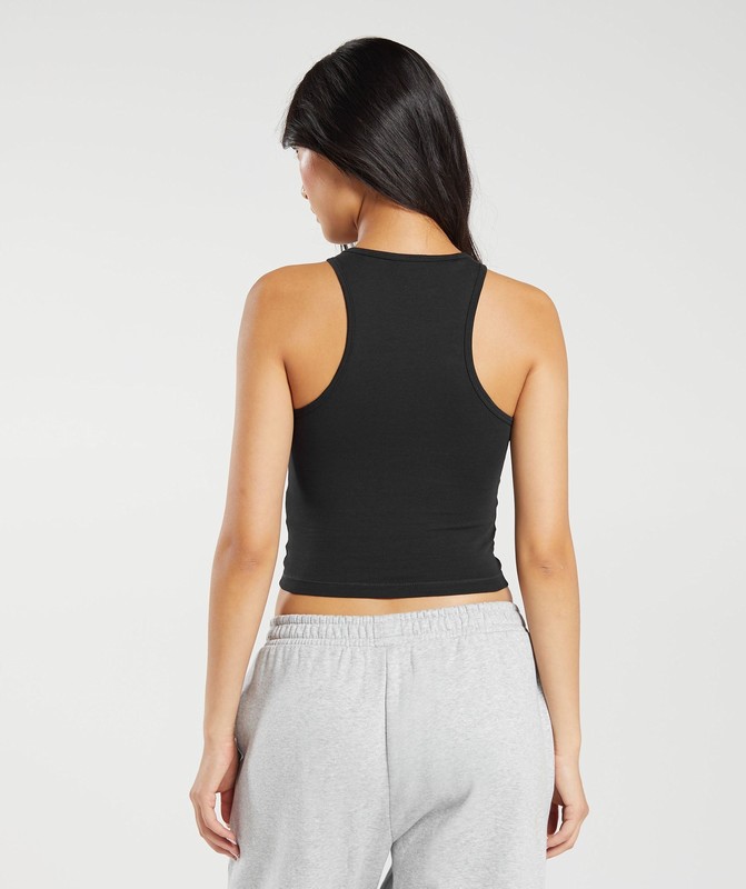 Gymshark Essential Cotton Midi Tank Linne Dam Svarta | 428GTJHKL