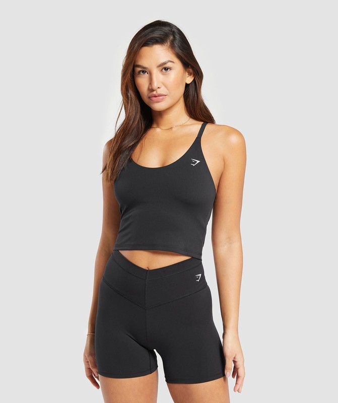 Gymshark Everyday Cami Tank With Shelf Linne Dam Svarta | 012UIMAPC