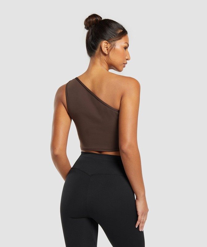 Gymshark Everyday One Shoulder Ruched Tank Linne Dam Bruna | 610ULQKHT