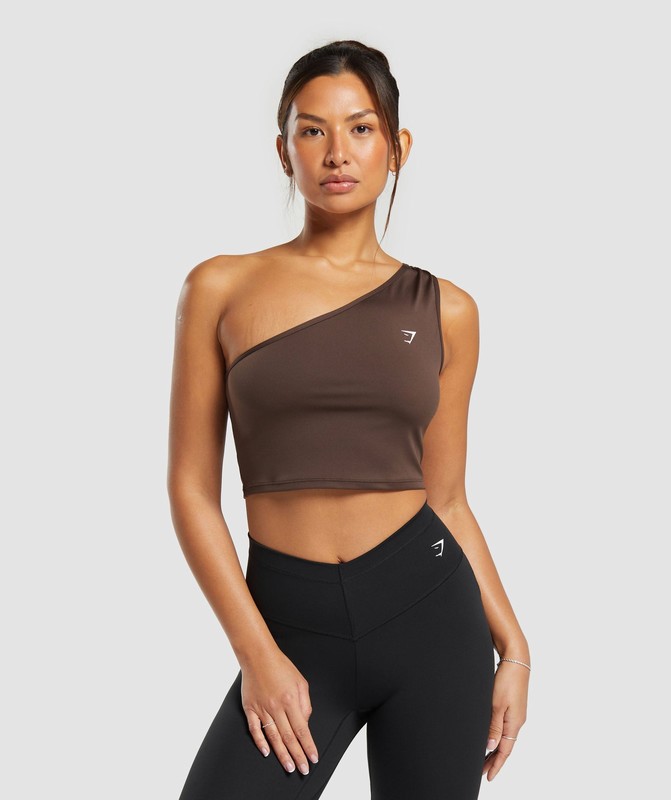 Gymshark Everyday One Shoulder Ruched Tank Linne Dam Bruna | 610ULQKHT