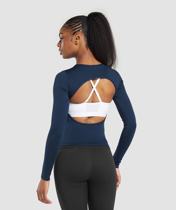 Gymshark Everyday Open Back Long Sleeve Top Top Dam Marinblå | 981DUTZEV