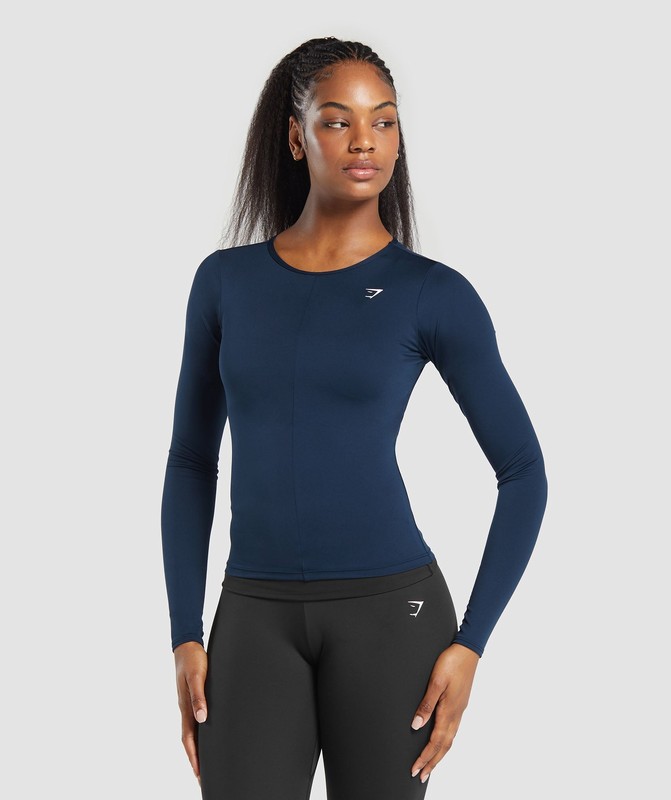Gymshark Everyday Open Back Long Sleeve Top Top Dam Marinblå | 981DUTZEV