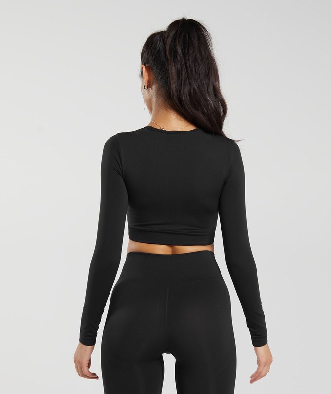 Gymshark Everyday Seamless Long Sleeve Crop Top Crop Top Dam Svarta | 093LYASQT