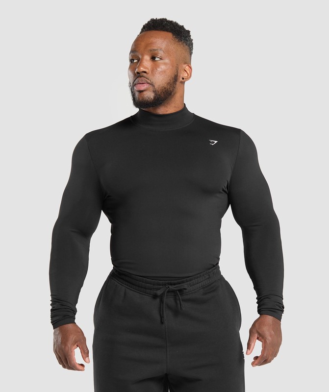 Gymshark Everyday Seamless Mock Long Sleeve T-Shirt T-Shirt Herr Svarta | 243QKUZTV