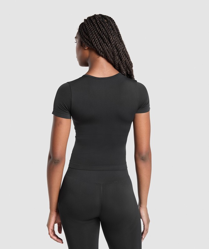Gymshark Everyday Seamless Tight Fit Crew Neck Tee T-Shirt Dam Svarta | 386GMCYAU