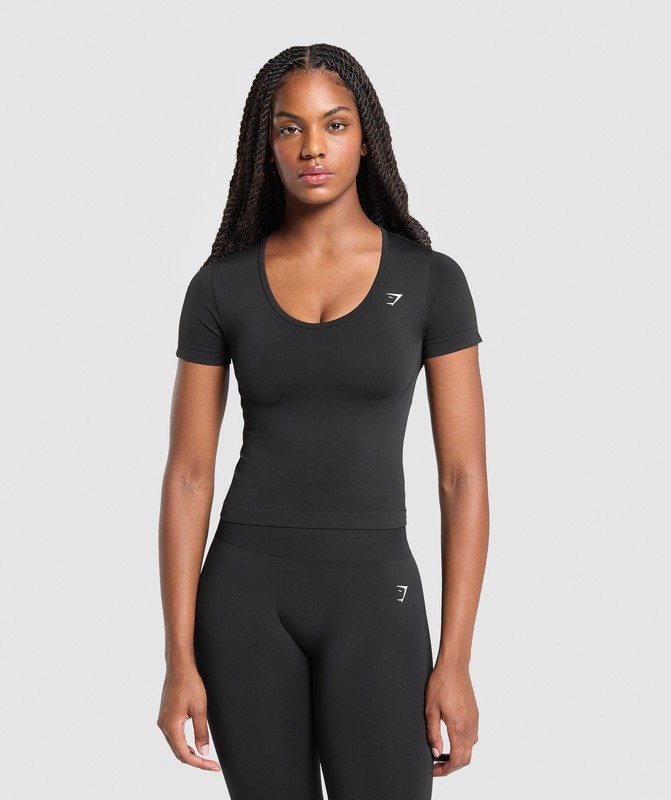 Gymshark Everyday Seamless Tight Fit Crew Neck Tee T-Shirt Dam Svarta | 386GMCYAU