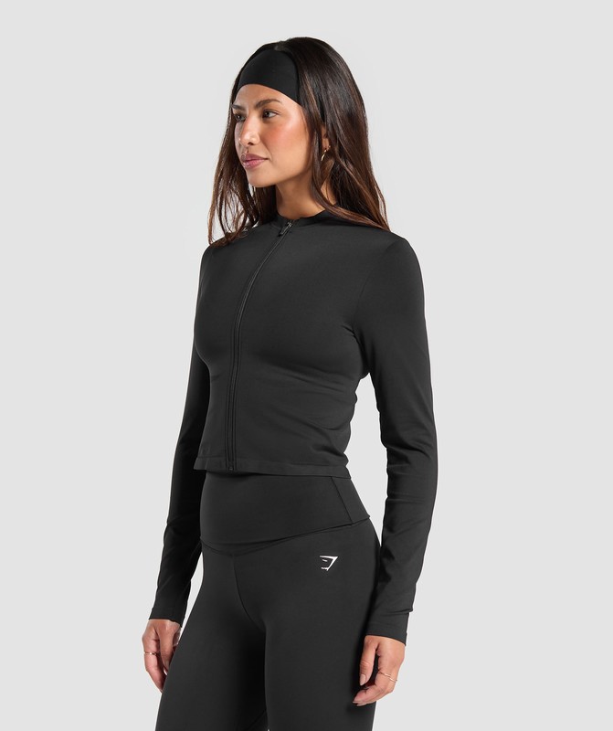 Gymshark Everyday Seamless Zip Tracktop Top Dam Svarta | 910EURQMY