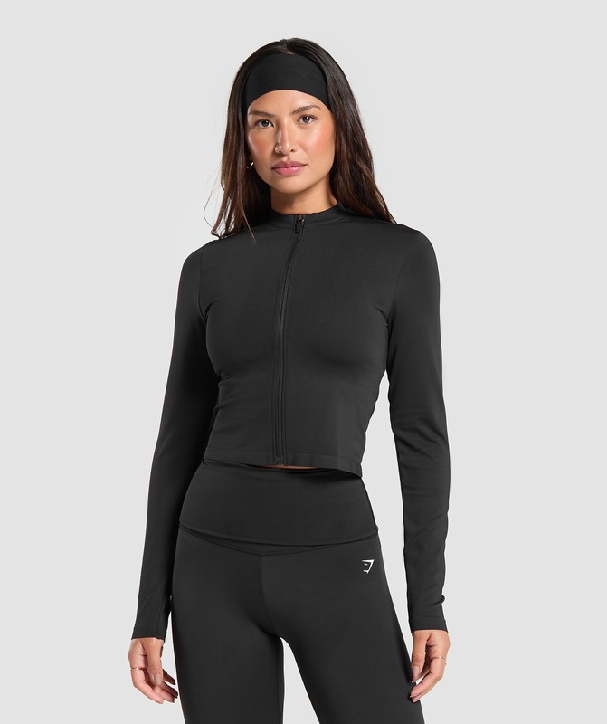 Gymshark Everyday Seamless Zip Tracktop Top Dam Svarta | 910EURQMY
