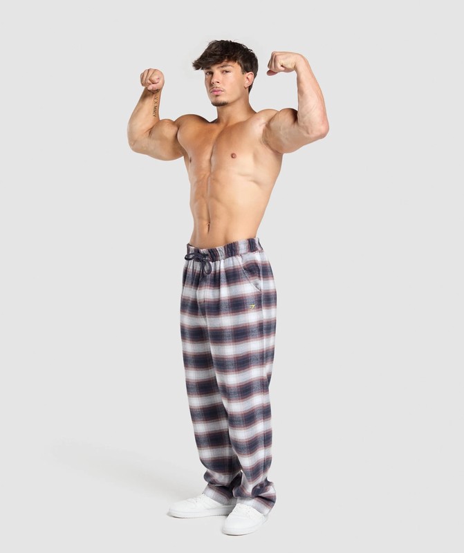 Gymshark Flannel Pants Byxor Herr Blå | 105RHJLZM