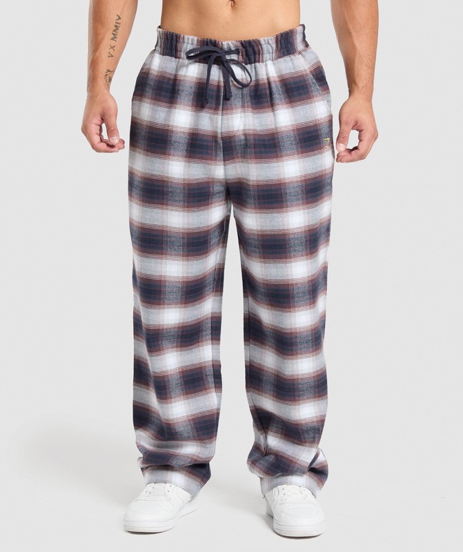 Gymshark Flannel Pants Byxor Herr Blå | 105RHJLZM