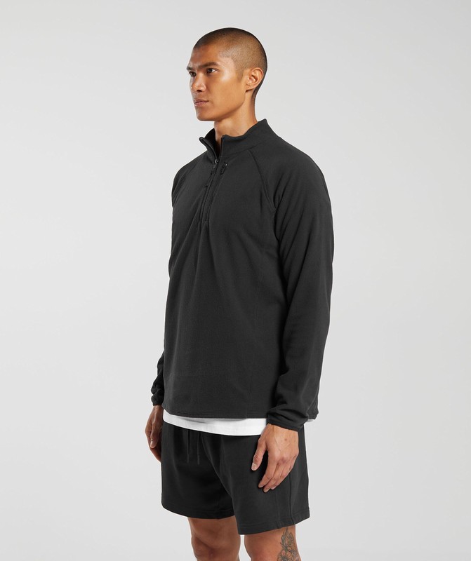 Gymshark Fleece 1/4 Zip Pullover Herr Svarta | 583WPIYOL