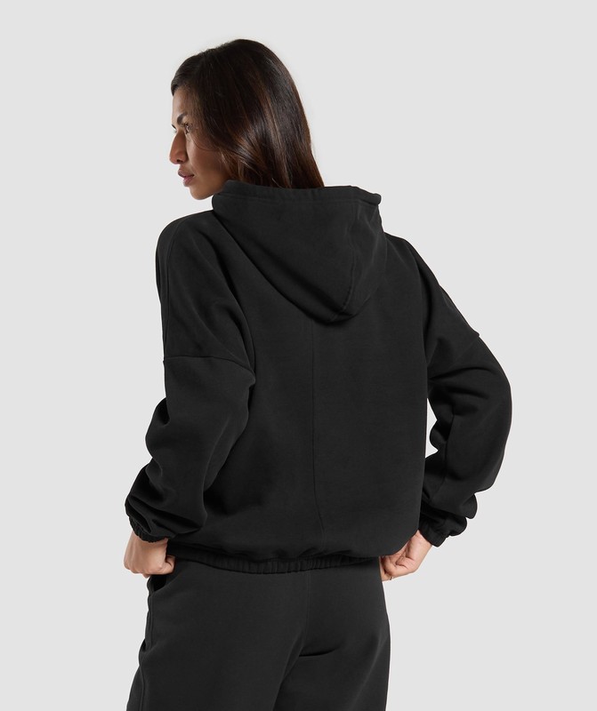 Gymshark Fleece Oversized Hoodie Hoodie Dam Svarta | 891KCLQTY