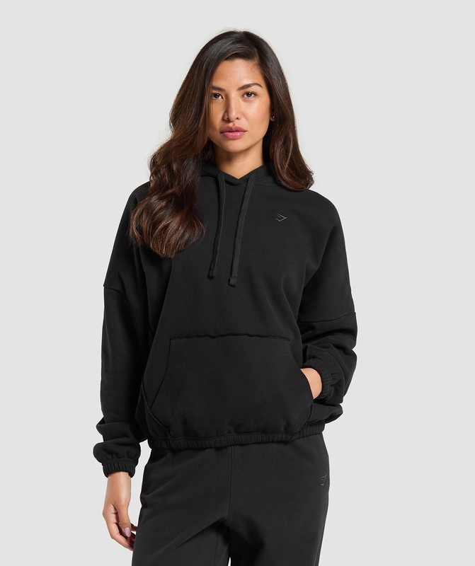 Gymshark Fleece Oversized Hoodie Hoodie Dam Svarta | 891KCLQTY