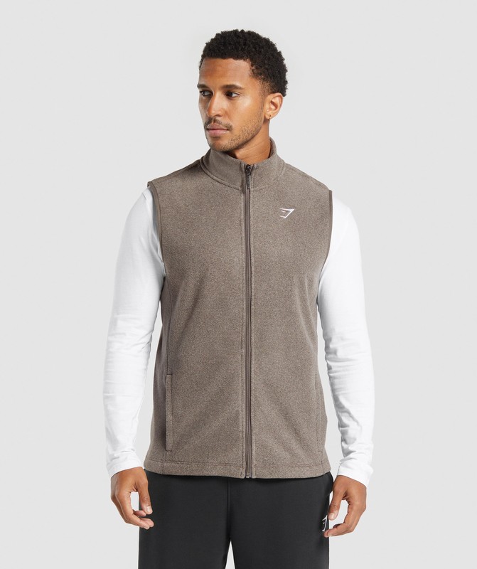 Gymshark Fleece Vest Väst Herr Camo Bruna Bruna | 029MQSOCB