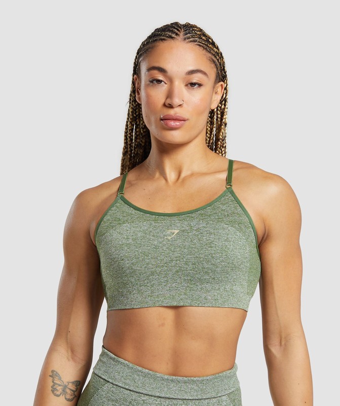 Gymshark Flex Strappy Sports Bra Sport BH Dam Gröna Beige | 582OSCBKJ