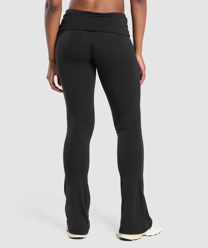 Gymshark Foldover Flared Leggings Leggings Dam Svarta | 248ZUEBOG