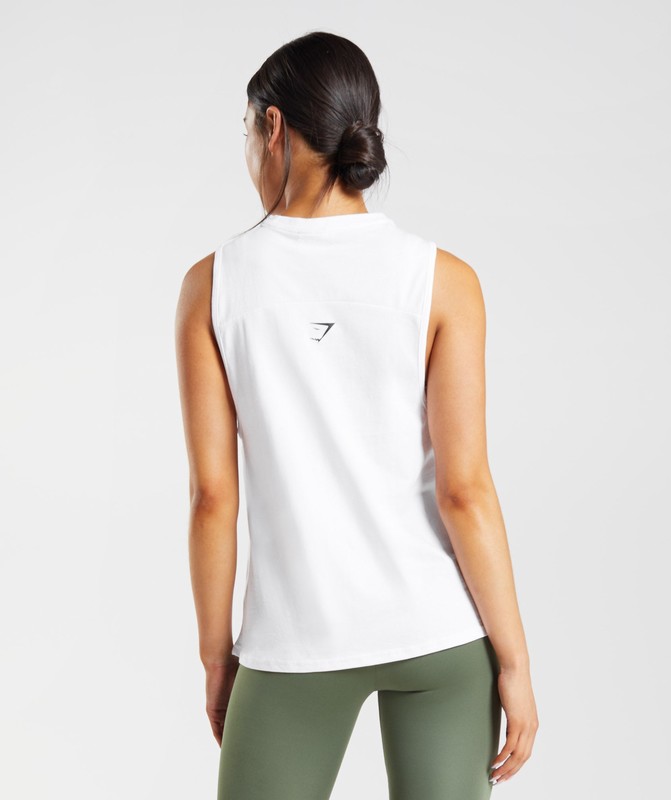 Gymshark Fraction Tank Linne Dam Vita | 059FOESDG