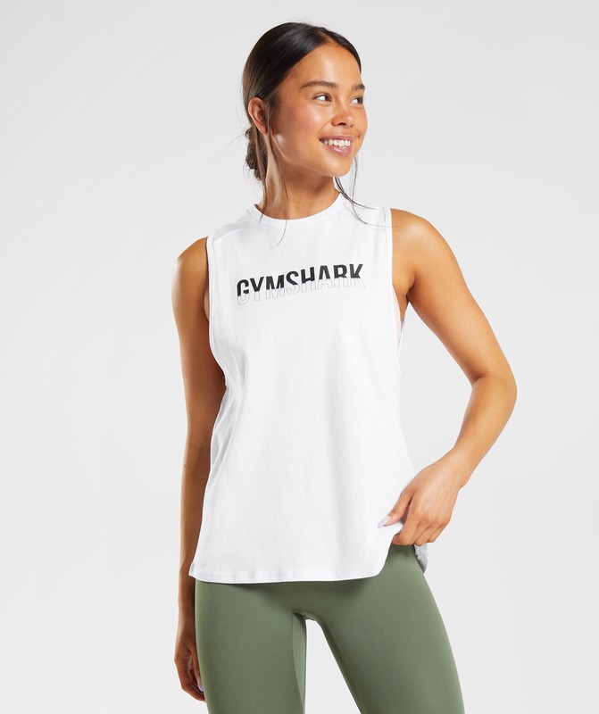 Gymshark Fraction Tank Linne Dam Vita | 059FOESDG