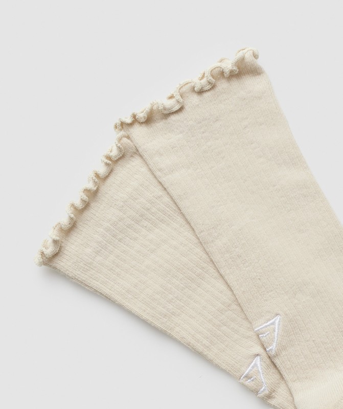 Gymshark Frill Crew Single Sock Strumpor Dam Grädde Beige Vita | 354DQXRIY