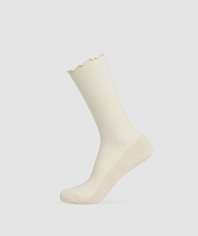 Gymshark Frill Crew Single Sock Strumpor Dam Grädde Beige Vita | 354DQXRIY