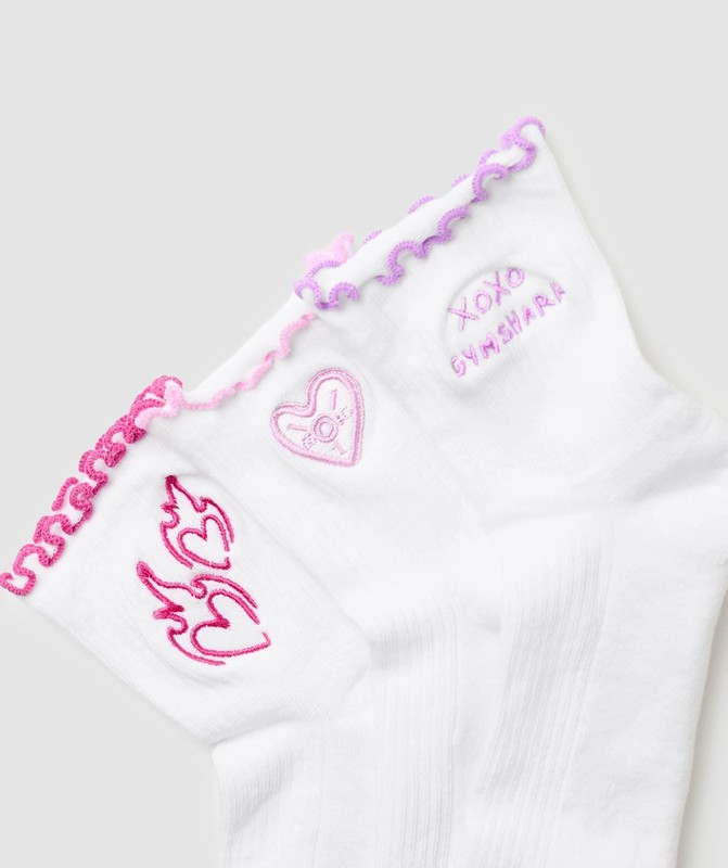Gymshark Frill Midi Sock 3pk Strumpor Herr Vita Rosa Lila Rosa | 158QFCLYB
