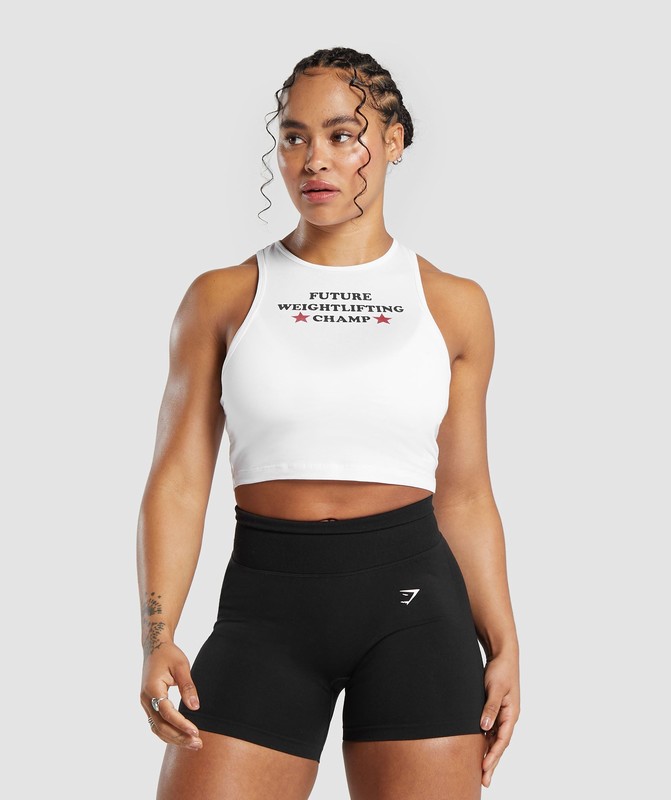 Gymshark Future Weightlifting Champ Crop Tank Linne Dam Vita | 259RNJZAK