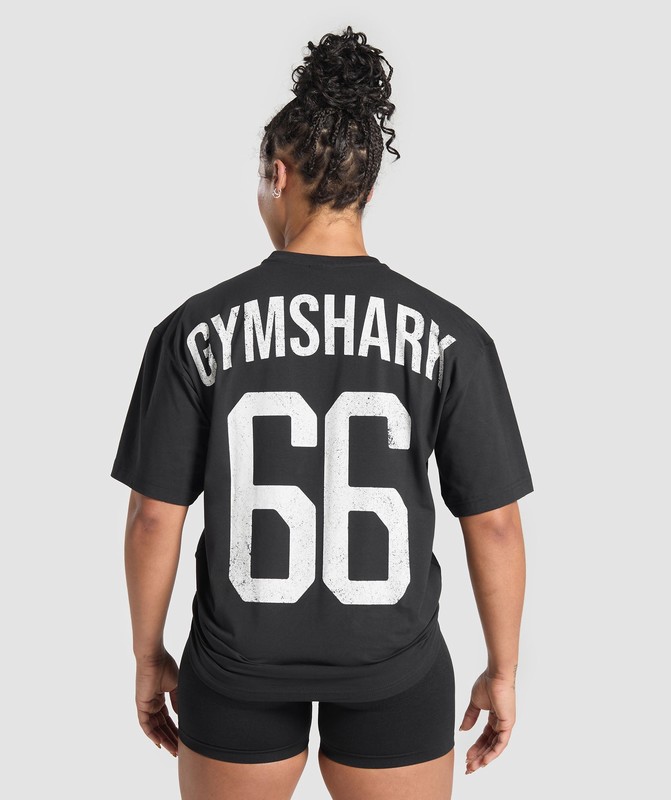 Gymshark GS66 Graphic Oversized T-Shirt T-Shirt Dam Svarta | 682GSXEBU