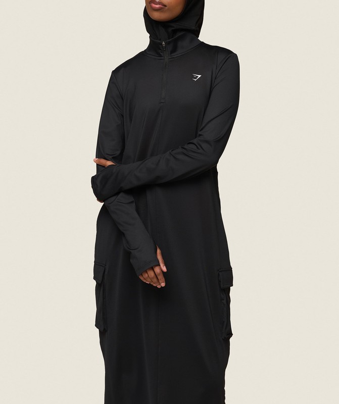 Gymshark GS x Leana Deeb Abaya Top Dam Svarta | 397CFHTNM