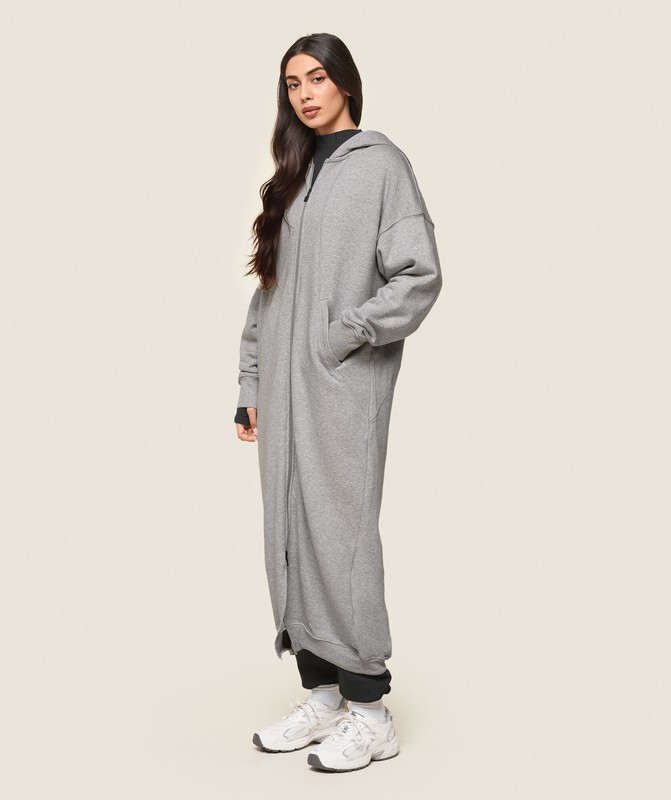 Gymshark GS x Leana Deeb Oversized Longline Zip Through Top Dam Ljusgrå | 052QCDUBW