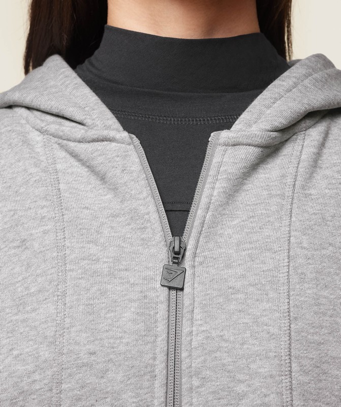 Gymshark GS x Leana Deeb Oversized Longline Zip Through Top Dam Ljusgrå | 052QCDUBW