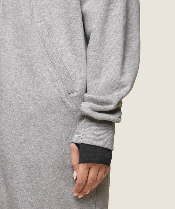 Gymshark GS x Leana Deeb Oversized Longline Zip Through Top Dam Ljusgrå | 052QCDUBW