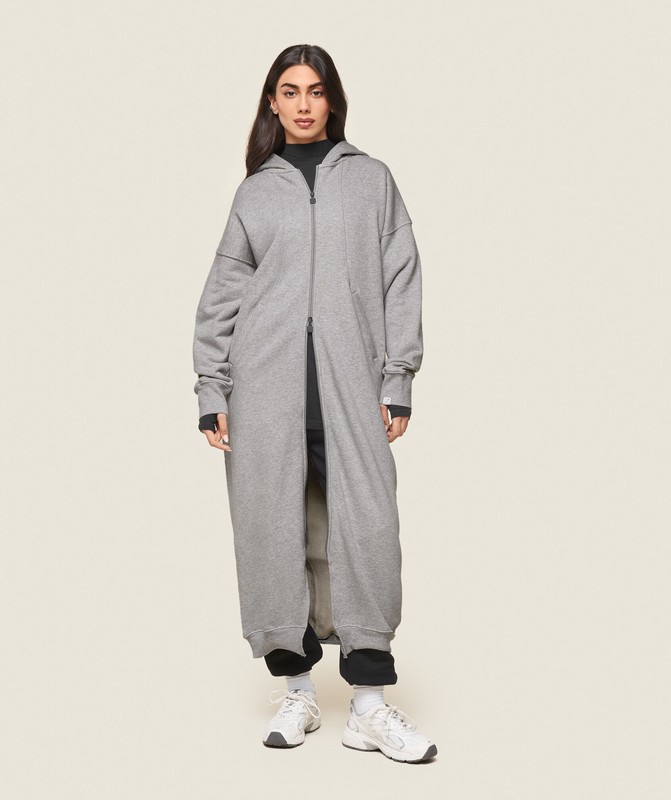 Gymshark GS x Leana Deeb Oversized Longline Zip Through Top Dam Ljusgrå | 052QCDUBW