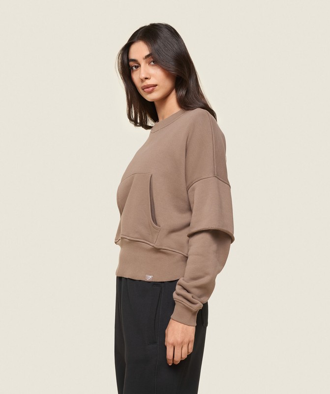 Gymshark GS x Leana Deeb Oversized Sweat Tröjor Dam Bruna | 741RAQKWI