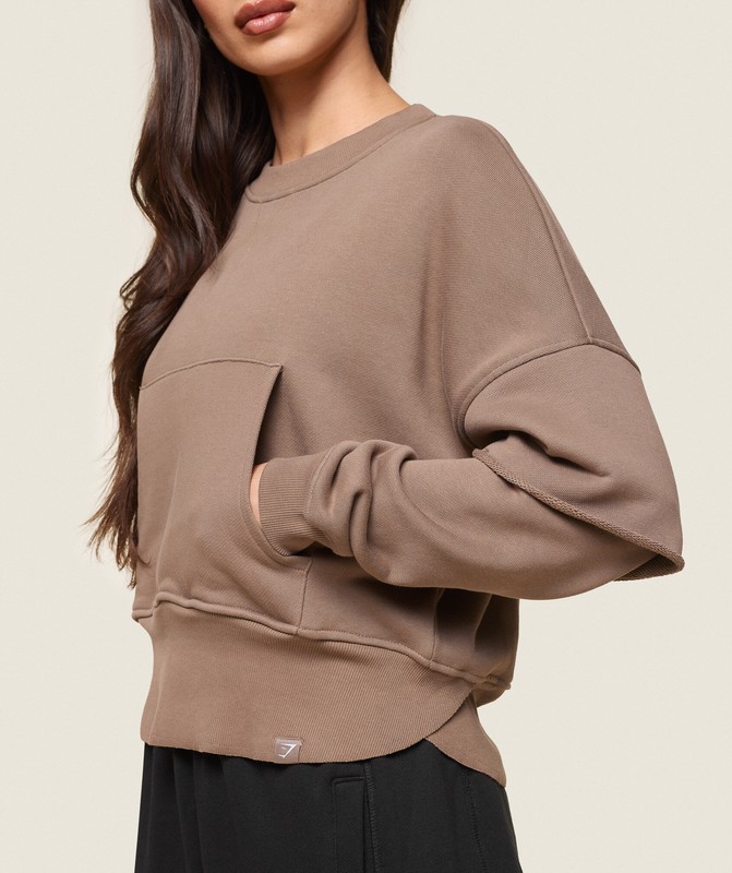 Gymshark GS x Leana Deeb Oversized Sweat Tröjor Dam Bruna | 741RAQKWI