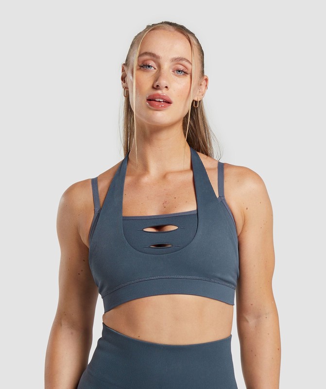 Gymshark Gains Seamless Bralette Braletter Dam Titan Blå | 356JAIZXE