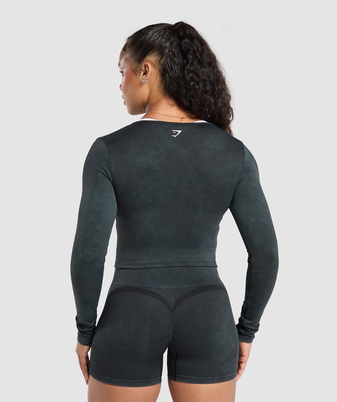 Gymshark Gains Seamless Zip Up Top Dam Svarta | 317GOCUFW