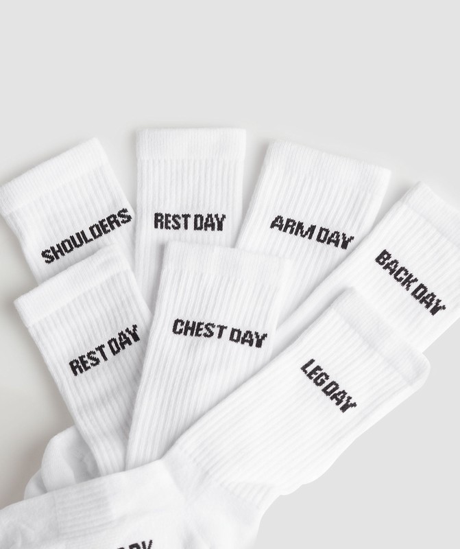 Gymshark Graphic Crew Socks 7PK Strumpor Dam Vita | 027GUXZSM