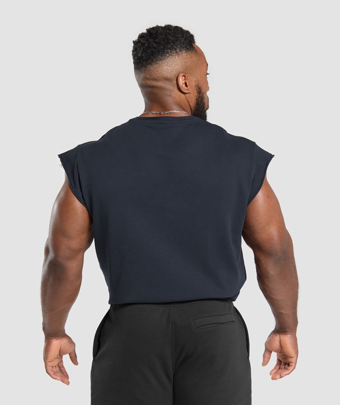 Gymshark Graphic Cut Off T-Shirt T-Shirt Herr Blå | 037YPRJLO
