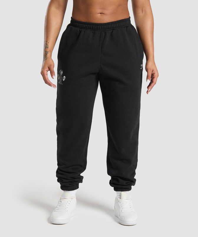 Gymshark Graphic Reaper Oversized Joggers Joggingbyxor Dam Svarta | 802FBJDGP