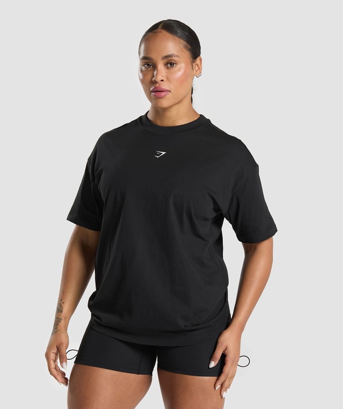 Gymshark Graphic Reaper Oversized Tee T-Shirt Dam Svarta | 127JAVICW